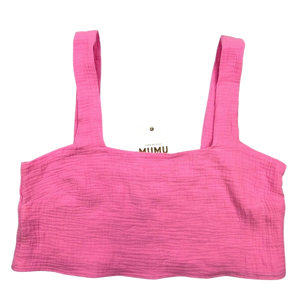 Show Me Your Mumu Tara Crop Top Pink Gauze Cotton Tank MM2-4672 PK87 L NEW